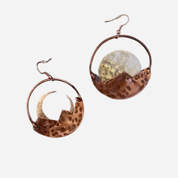 Vintage Washed Brown Rounded Earrings