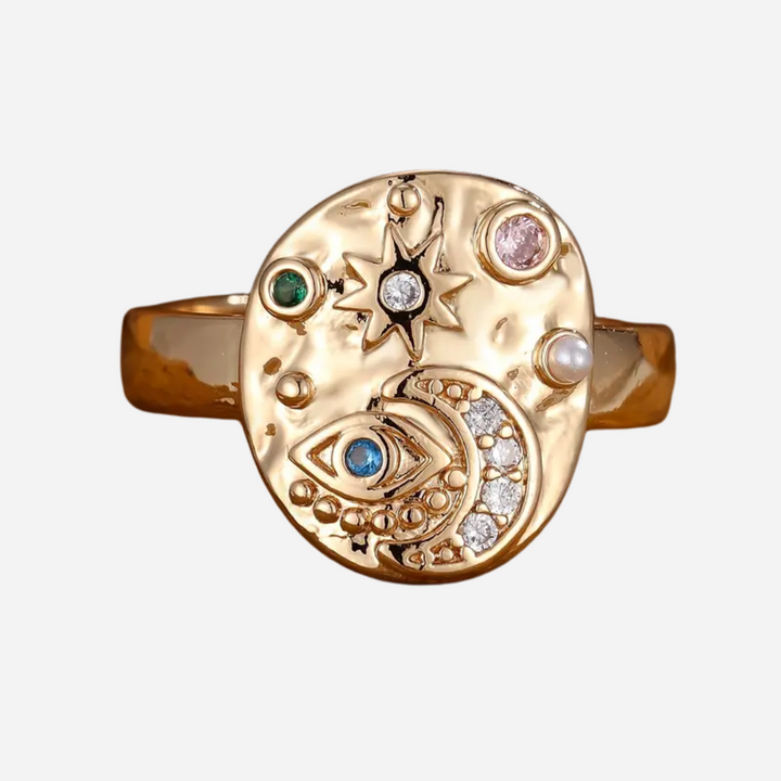 Vintage Sun & Moon Crystal Ring