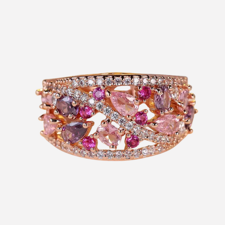 Pink Zirconia Flower Ring