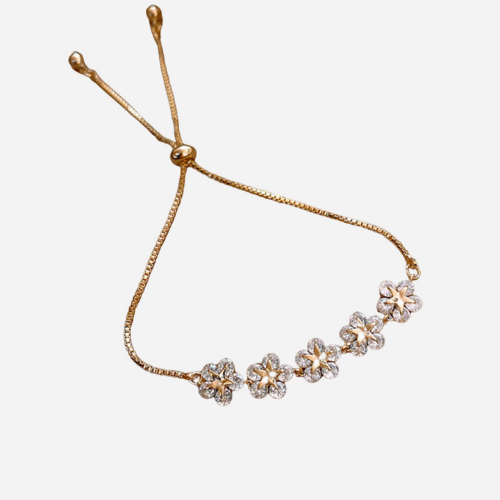 Adjustable Sparkling Floral Bracelet