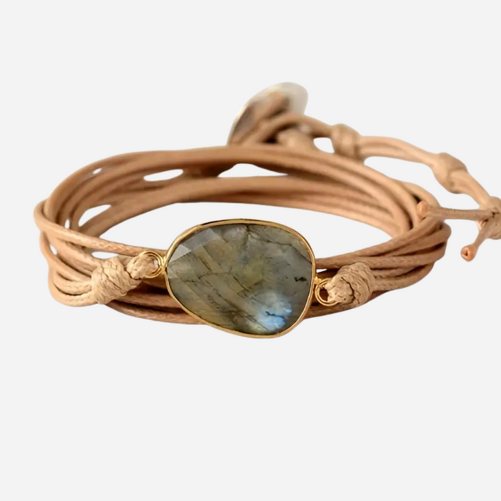 Vintage Leather Stone Bracelet