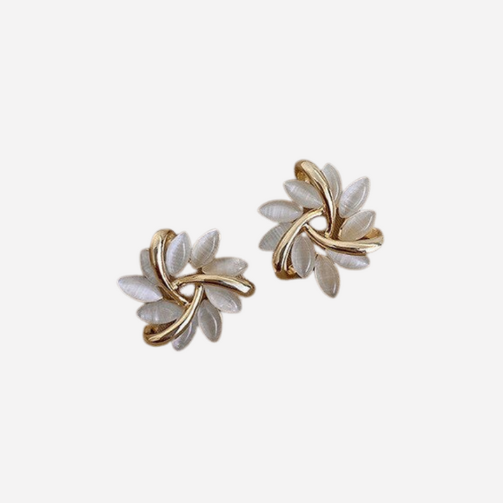 Luxury White Opal Earrings in Gold