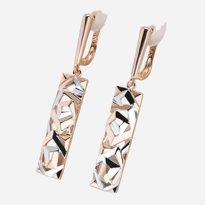 Elegant Rectangular in Gold and Silver Earrings