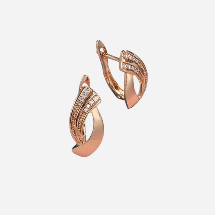 Elegant Earrings with Zirconia in Rose Gold