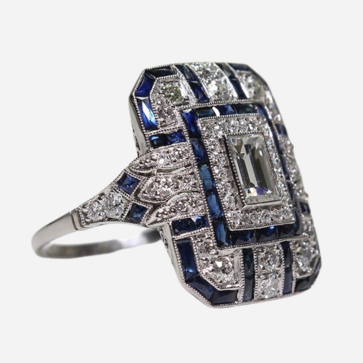 Vintage Shiny Ring with Blue Zirconium