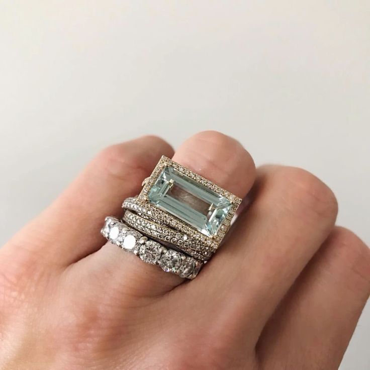 Vintage Turquoise Glass Ring Set