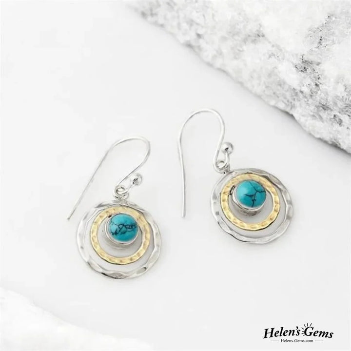 Boho Saturn Earrings with Turquoise Stone