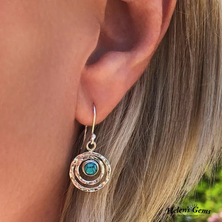 Boho Saturn Earrings with Turquoise Stone