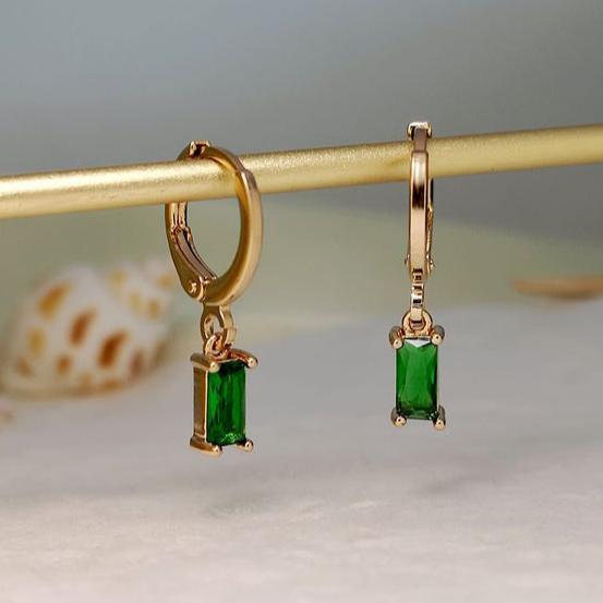 Green Lanter Crystal Earrings