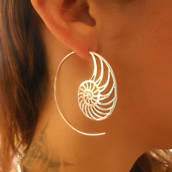 Vintage Spiral Shell Earrings