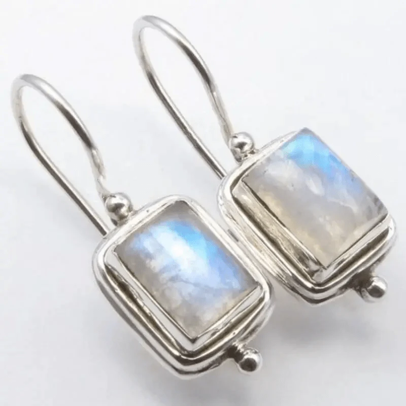 Vintage Moonstone Square Earrings