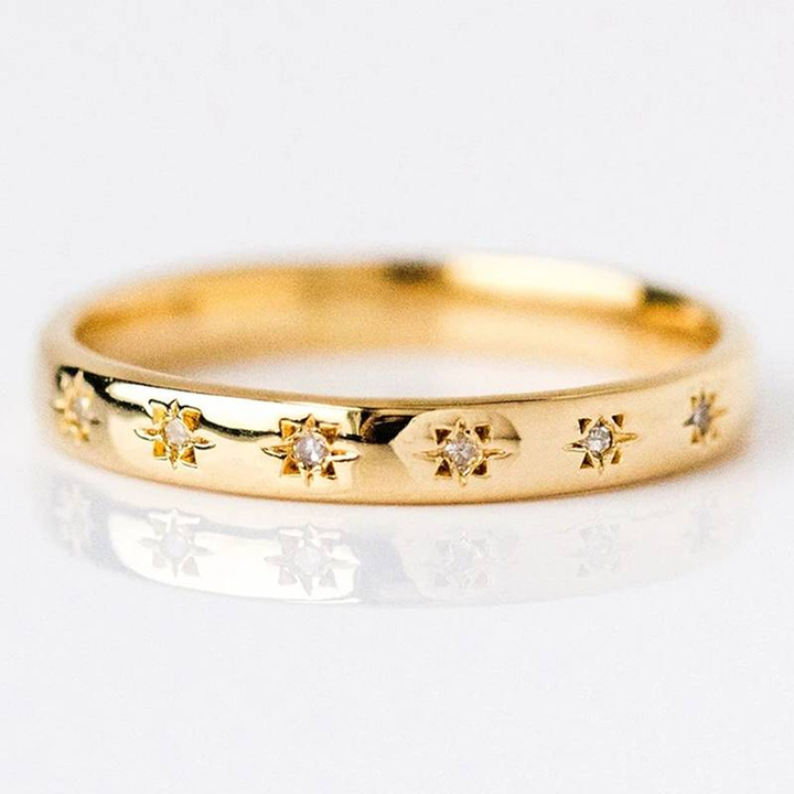 Stainless Steel Gold & Zirconia Ring