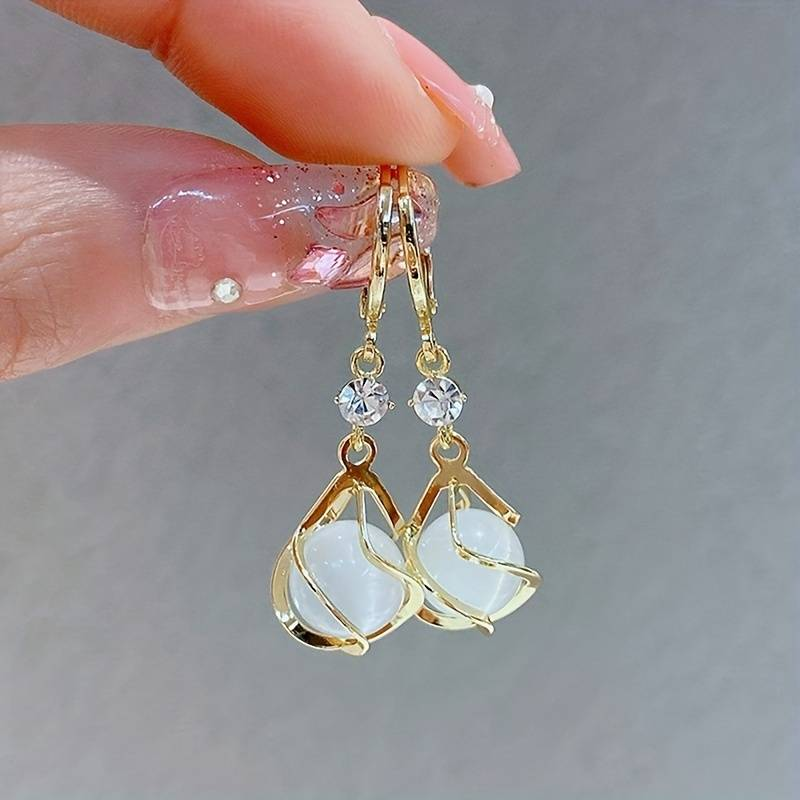 Vintage White Opal Dangling Earrings