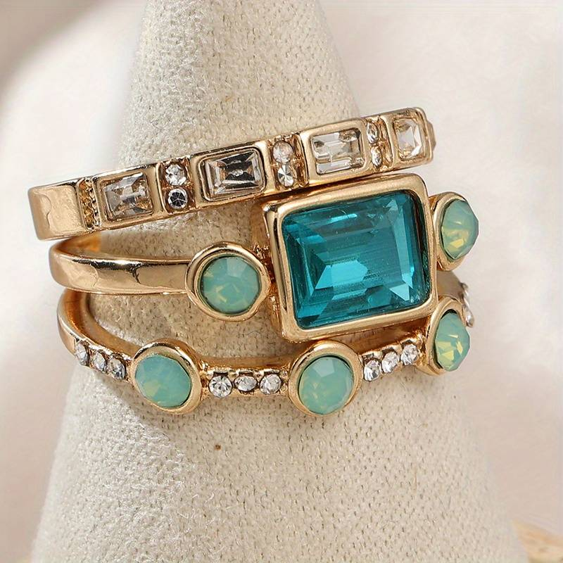 Vintage Blue Zirconium Ring Set