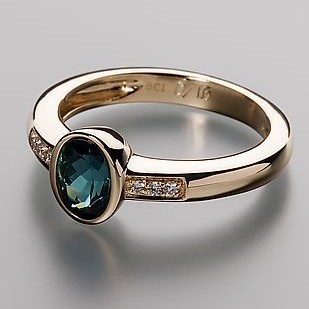 Vintage Blue Inlaid Crystal Ring