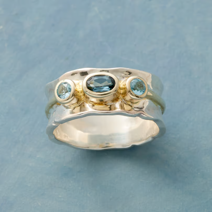 Vintage Blue Inlaid Stones Ring