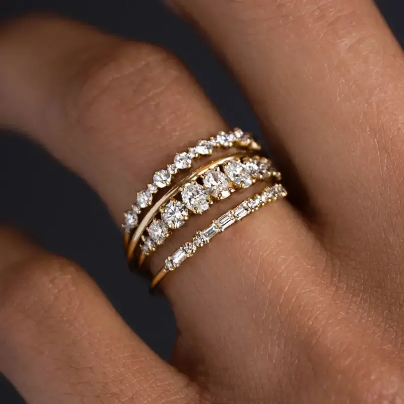 Vintage Elegant Zirconia Ring Set