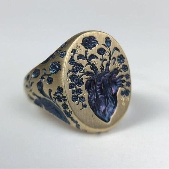 Vintage Blue Flower Ring