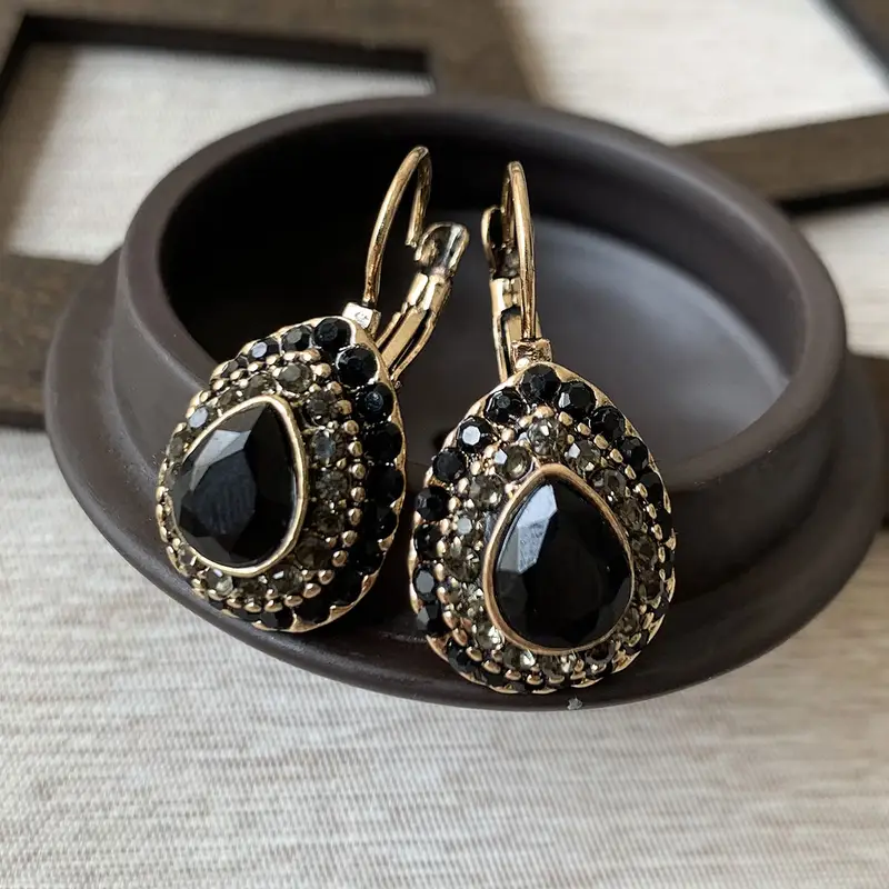 Black Mandala Crystal Earrings