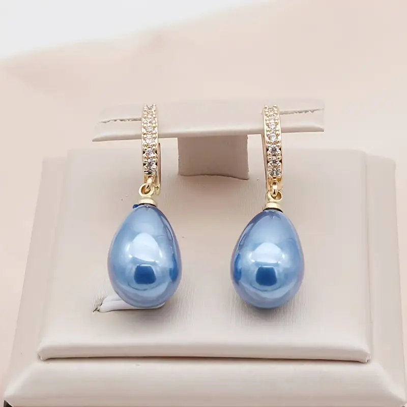 Blue Pearl Drop Earrings