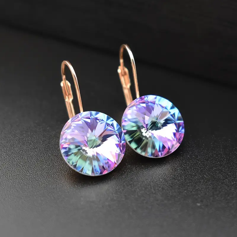 Rounded Violet & Green Zirconia Earrings