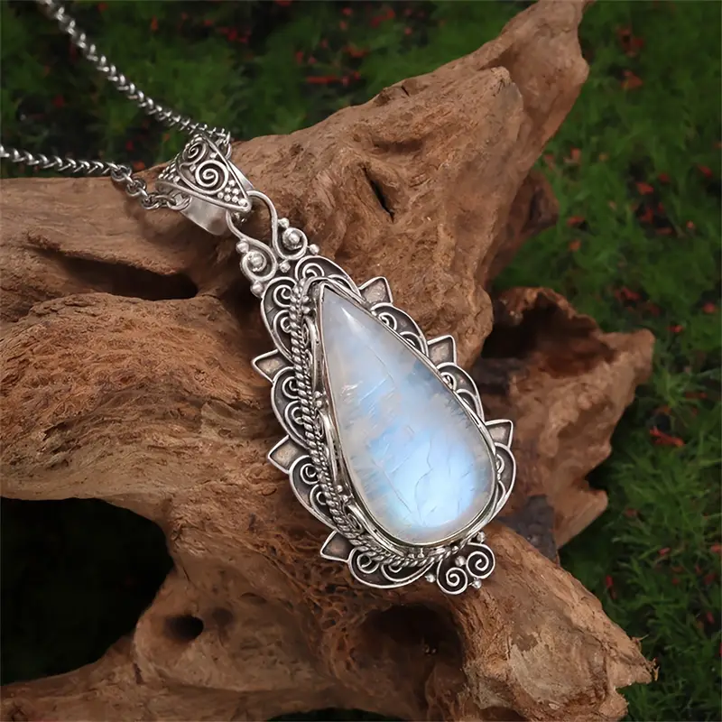 Vintage Moonstone Drop Necklace