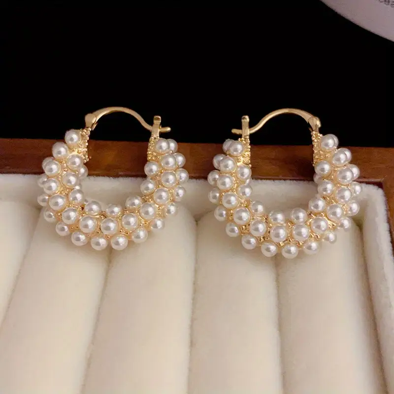 Pearl Basket Gold-Plated Earrings