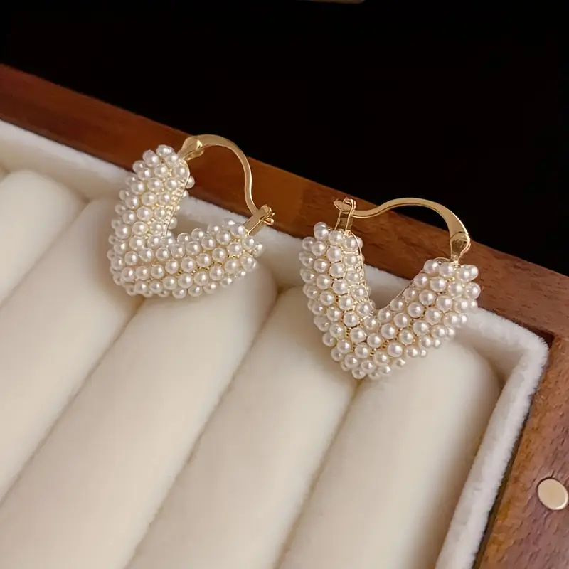 Pearl Heart Gold-Plated Earrings