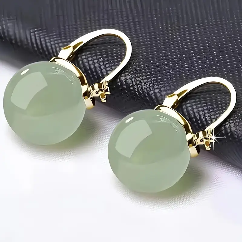 Green Crystal Ball Earrings