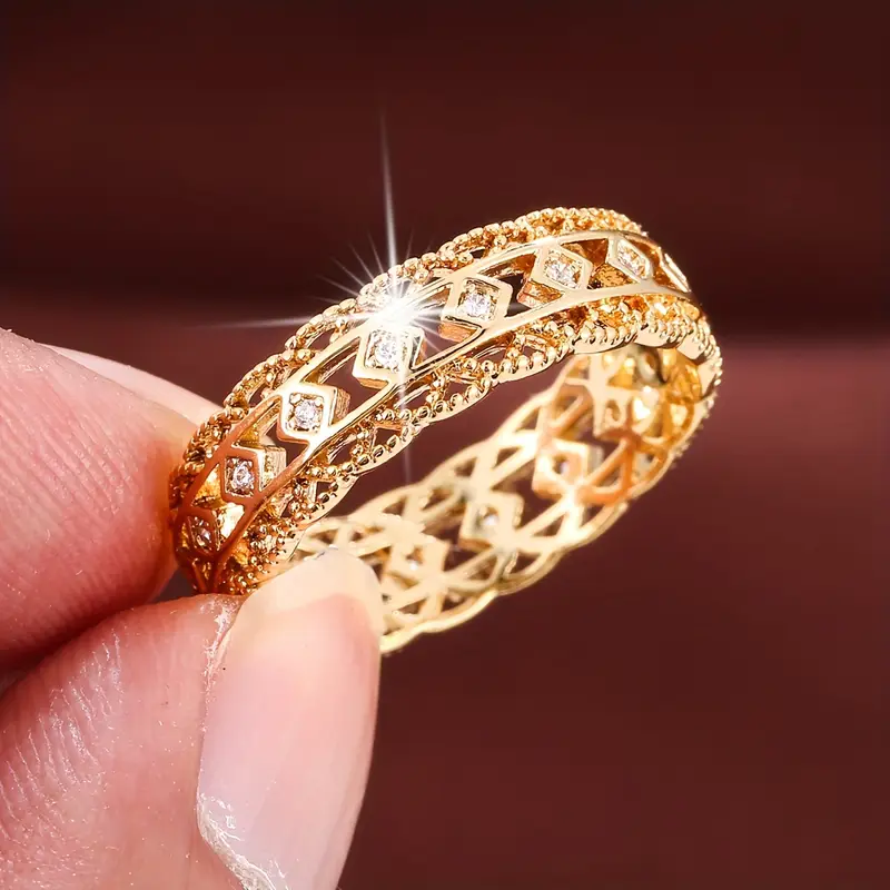 Hollow Bright Gold-Plated Ring