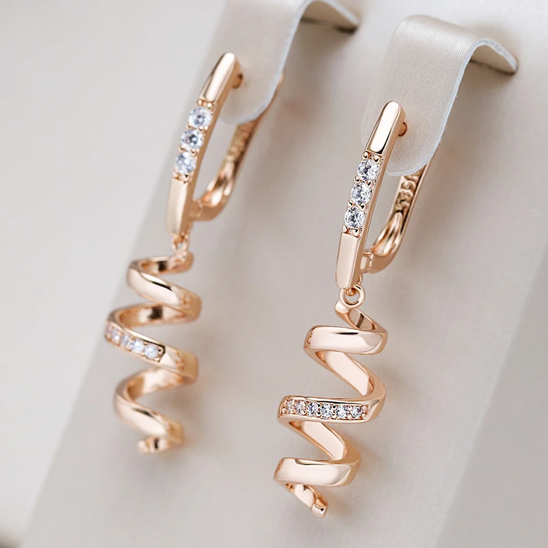 Elegant Spiral Earrings with Zirconia