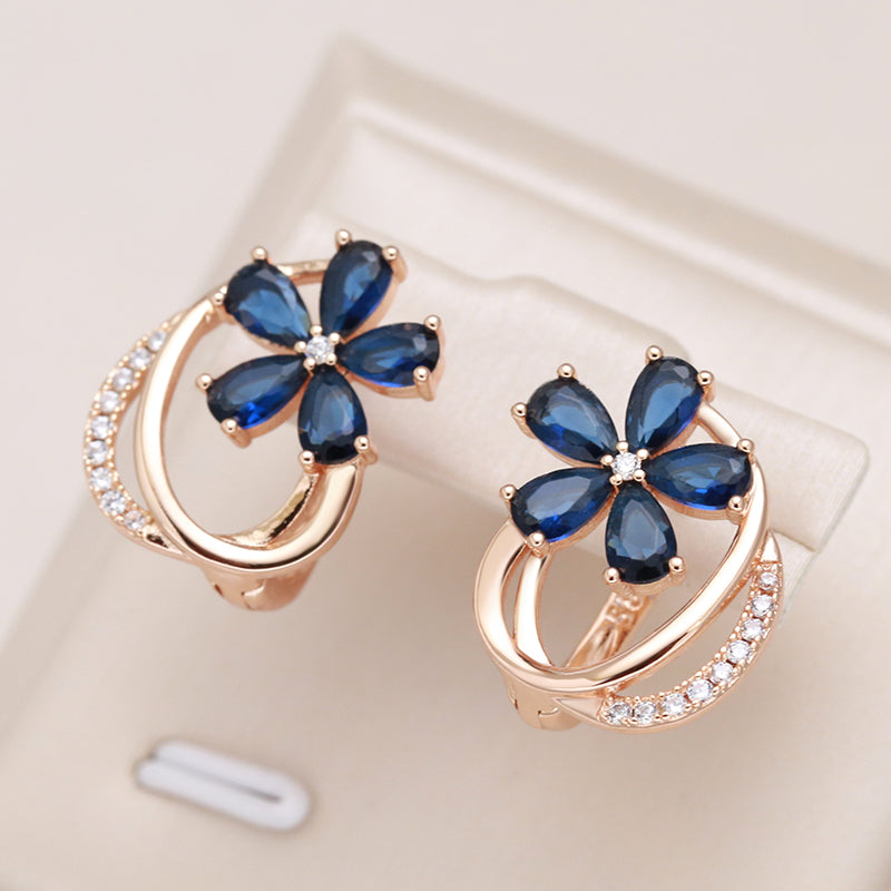 Sapphire Flower Earrings