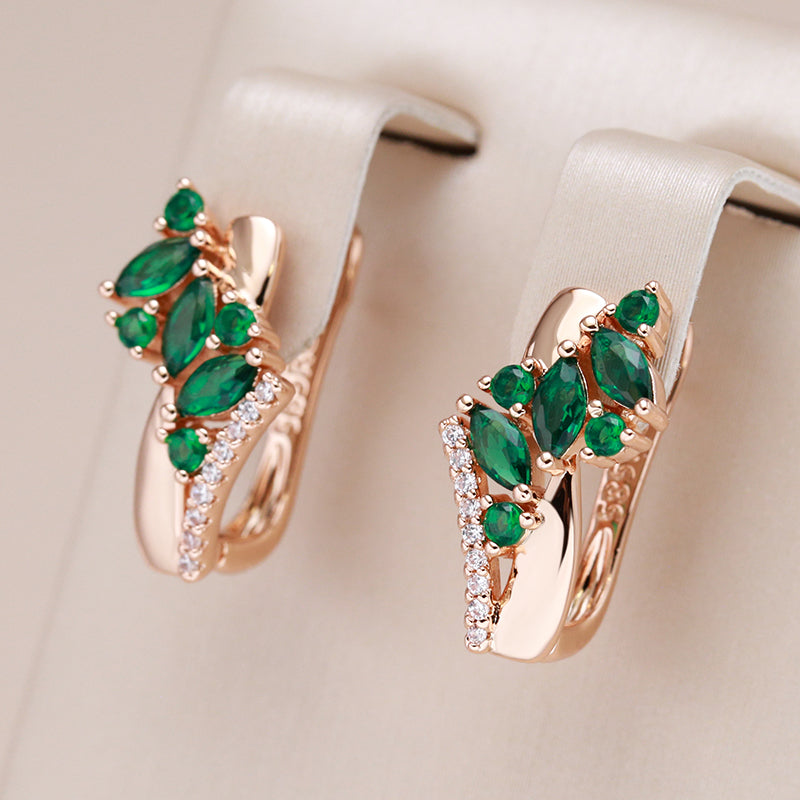 Rose Gold Plated Emerald Earrings