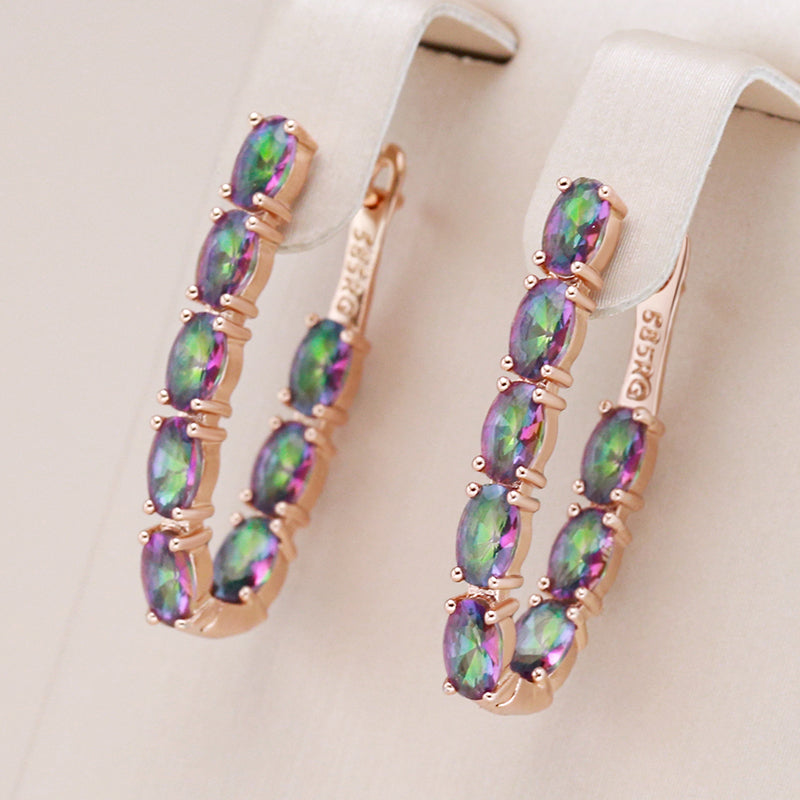 Teardrop Earrings with Coloured Zircons