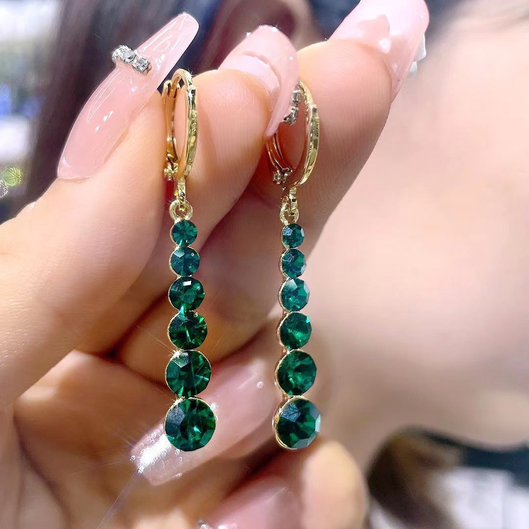 Long Emerald Earrings