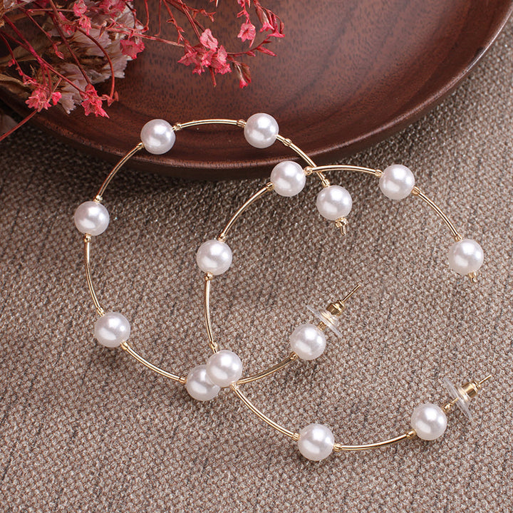 Pink Pearl Hoop Earrings